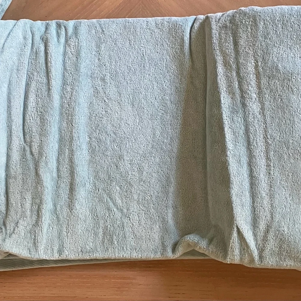 JUICY COUTURE Set of 2 Light Aqua Blue and White Embroidered Logo Bath Towels